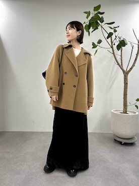 「アイテム（ピーコート）」を使った、yuinaさん（レディース・159cm）の秋コーディネート