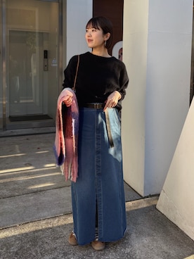 「アイテム（デニムスカート）」を使った、yuinaさん（レディース・159cm・20代）の冬コーディネート