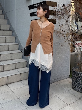 「アイテム（デニムパンツ）」を使った、yuinaさん（レディース・159cm・20代）の冬コーディネート