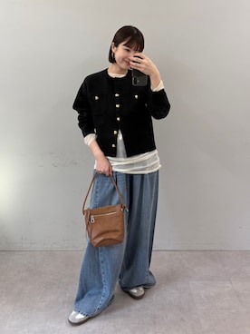 「アイテム（カーディガン/ボレロ）」を使った、yuinaさん（レディース・159cm・20代）の秋コーディネート