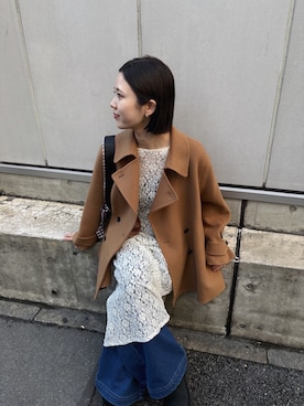 「アイテム（ピーコート）」を使った、yuinaさん（レディース・159cm・20代）の秋コーディネート