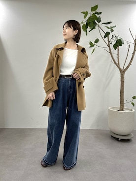 「アイテム（ピーコート）」を使った、yuinaさん（レディース・159cm）の秋コーディネート
