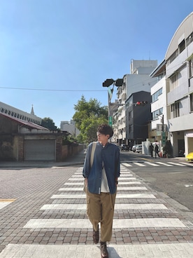 「nanamica（ナナミカ）のアイテム（シャツ/ブラウス）」を使った、EasonQさん（メンズ・183cm）の冬コーディネート