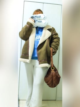 「デブでもオシャレしたい」｜「アイテム（ジャケット/アウター）」を使った、Ritaさん（レディース・159cm）の冬コーディネート