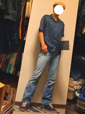 「ジャーマントレーナー」｜「アイテム（ハンチング/ベレー帽）」を使った、ダイテンさん（メンズ・174cm）の夏コーディネート
