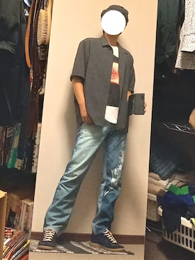 「doublet（ダブレット）のアイテム（デニムパンツ）」を使った、ダイテンさん（メンズ・174cm）の夏コーディネート