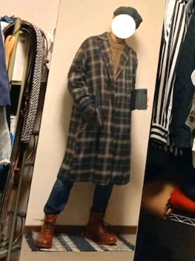 「ケーブルニット」｜「アイテム（トレンチコート）」を使った、ダイテンさん（メンズ・174cm）の冬コーディネート