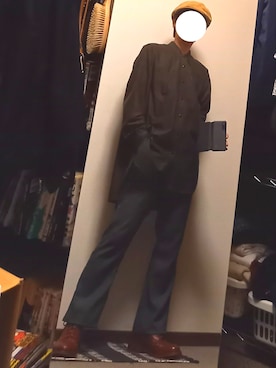 「レザーブーツ」｜「アイテム（ハンチング/ベレー帽）」を使った、ダイテンさん（メンズ・174cm）の春コーディネート
