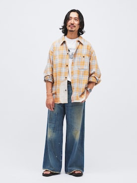 「JOURNAL STANDARD（ジャーナルスタンダード）のトランスファー デニム キャノン 5ポケ パンツ（デニムパンツ、ブルー系）」を使った、syuさん（メンズ・174cm）の春コーディネート