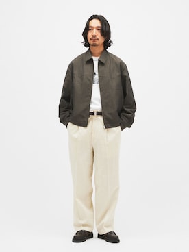 「JOURNAL STANDARD（ジャーナルスタンダード）のSLUB SUCKER / スラブ サッカー ジップ ジャケット（その他アウター、グリーン系）」を使った、syuさん（メンズ・174cm）の春コーディネート