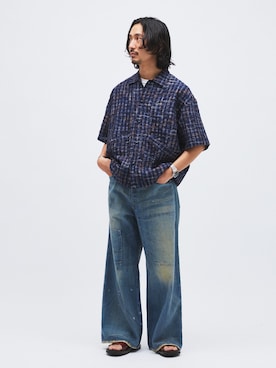 「JOURNAL STANDARD（ジャーナルスタンダード）のトランスファー デニム キャノン 5ポケ パンツ（デニムパンツ、ブルー系）」を使った、syuさん（メンズ・174cm）の春コーディネート