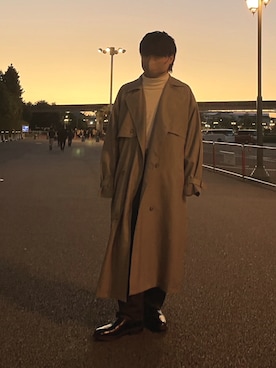 「UNIQLO（ユニクロ）のタートルネックT（長袖）（Tシャツ/カットソー）」を使った、eitoさん（メンズ・170cm）の冬コーディネート