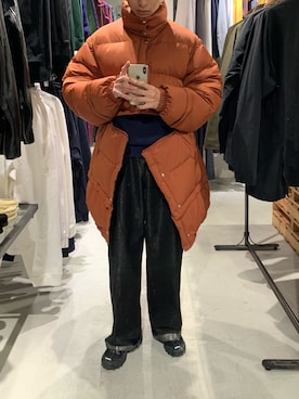 「アイテム（ダウンジャケット/コート、レッド系）」を使った、kさん（メンズ・169cm）の秋コーディネート