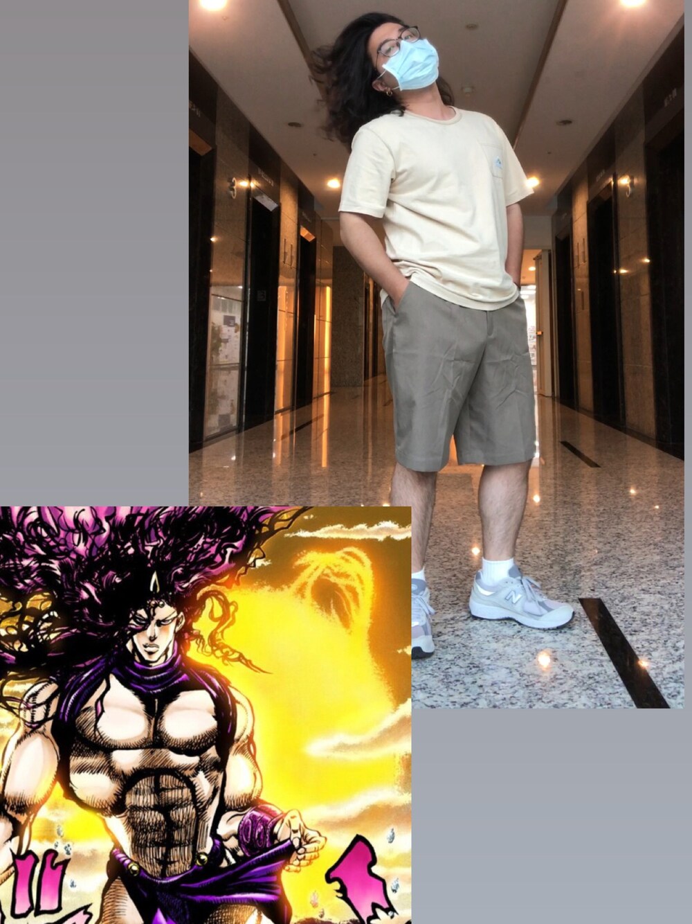 「JOJO、Kars」｜「Filter017のアイテム（Tシャツ/カットソー、ベージュ系）」を使った、徐納森．徐斯達 さん（メンズ・167cm）の夏コーディネートの1枚目の写真