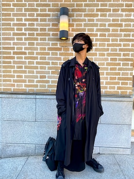 「Yohji Yamamoto POUR HOMME（ヨウジヤマモトプールオム）のアイテム（ライダースジャケット）」を使った、hideさん（メンズ・169cm）の秋コーディネート