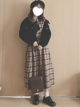 「GRL（グレイル）のアイテム（ハンチング/ベレー帽）」を使った、𝓂𝒶𝒾𝓀𝒶 さん（レディース・152cm）の秋コーディネート