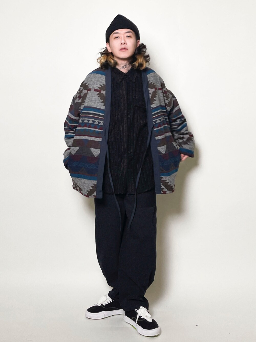 「今日のコーデ、休日スタイル、秋服、kimono、ALLBLACK」｜「MIHARAYASUHIROのアイテム（その他シューズ、その他）」を使った、ffflea👾さん（メンズ・178cm）の秋コーディネートの1枚目の写真