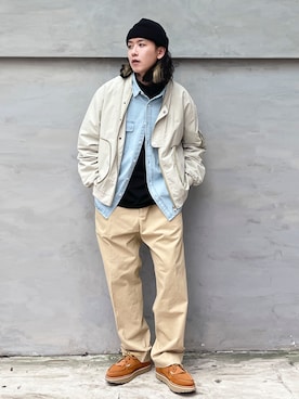 「no brand（ノーブランド）のアイテム（その他シューズ）」を使った、ffflea👾さん（メンズ・178cm）の春コーディネート