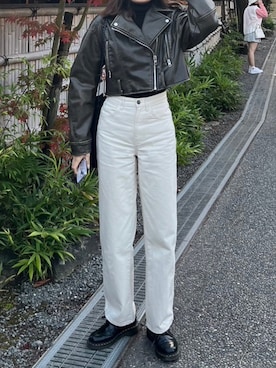 「新星WEARISTAにエントリー」｜「アイテム（ライダースジャケット）」を使った、sinoさん（レディース・167cm）の冬コーディネート