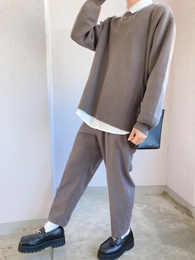 「INTER FACTORY（インターファクトリー）のファッションインフルエンサー SHOTA × INTER FACTORY　コード付きシャツ（シャツ/ブラウス、ホワイト系）」を使った、たくみ さん（メンズ・174cm）の秋コーディネート