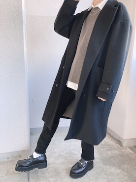 「WYM LIDNM（ウィム バイ リドム）のMILANO RIB HEAVY WEIGHT PO KNIT（ニット/セーター）」を使った、たくみ さん（メンズ・174cm）の冬コーディネート