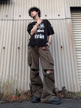 「GRANCY（グランシー）の【GRANCY】ZipDesign CargoPants  / ジップデザイン カーゴパンツ（カーゴパンツ）」を使った、ともき / 畳屋さんさん（メンズ・174cm・20代）の夏コーディネート