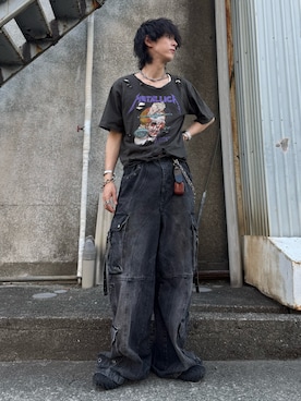 「グランジ」｜「アイテム（Tシャツ/カットソー）」を使った、ともき / 畳屋さんさん（メンズ・174cm）の夏コーディネート