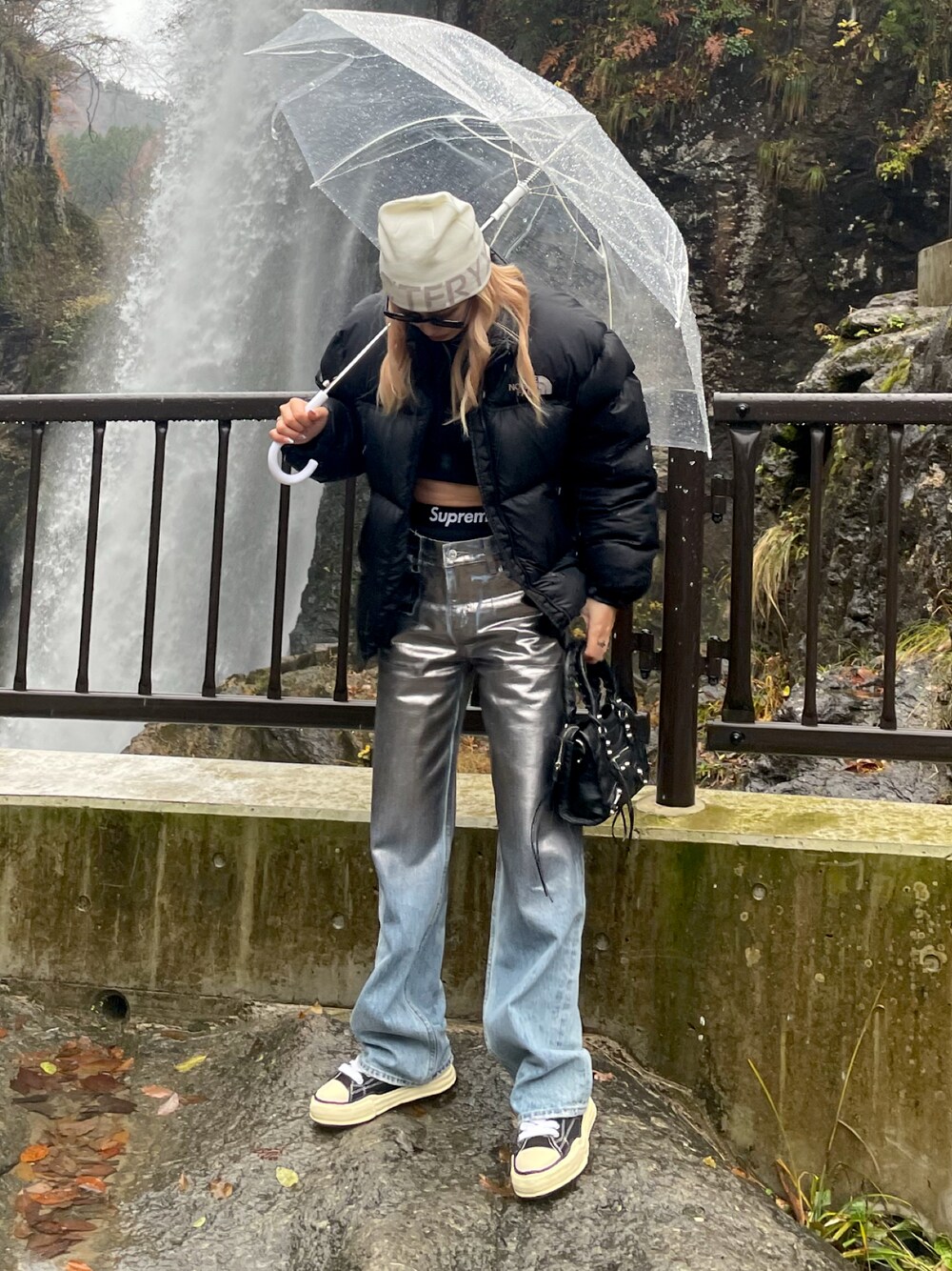MOUSSY FOIL PRINT LOWRISE STRAIGHT