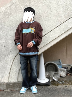 「レトロ」｜「アイテム（スウェット）」を使った、コトさん（メンズ・165cm）の秋コーディネート