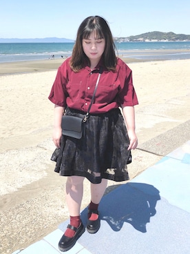 「青文字系」｜ちか／プラスサイズモデルぽっちゃりコーデさん（レディース・157cm）の秋コーディネート