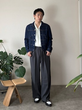 「アイテム（ホワイト系）」を使った、kenさん（メンズ・173cm）の秋コーディネート