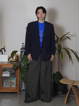 「beautiful people（ビューティフルピープル）のtropical wool mohairthree tuck widepants（スラックス、ブラウン系）」を使った、kenさん（メンズ・173cm）の春コーディネート