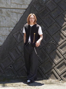 「UNIQLO（ユニクロ）のエアリズムコットンオーバーサイズTシャツ（5分袖）（Tシャツ/カットソー）」を使った、kenさん（メンズ・173cm・20代）の夏コーディネート