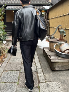 「Chikashitsu +（チカシツプラス）のアイテム（トートバッグ）」を使った、skskさん（メンズ・180cm）の冬コーディネート