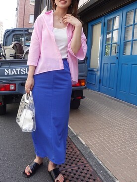 「CORNERS（コーナーズ）のアイテム（ハンドバッグ）」を使った、あかねさん（レディース・164cm）の夏コーディネート