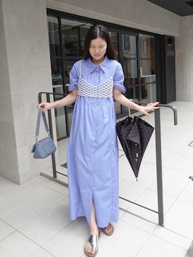 「大人カジュアルコーデ」｜「アイテム（シャツワンピース）」を使った、あかねさん（レディース・164cm）の夏コーディネート