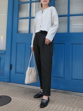 「巾着バッグ」｜「アイテム（音楽/本・雑誌）」を使った、あかねさん（レディース・164cm）の夏コーディネート