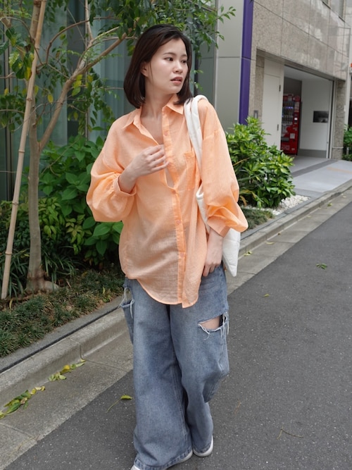 セール】ハイウエストカットデザインルーズデニムパンツ（デニム