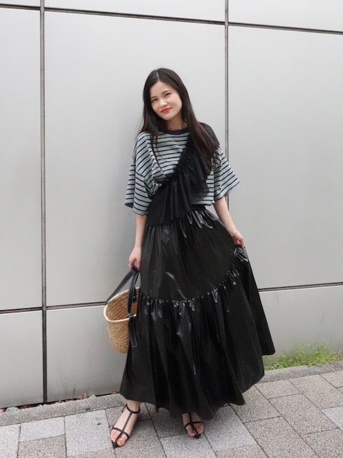 セール】CORNERS by yui カラーボーダー半袖トップス（Tシャツ