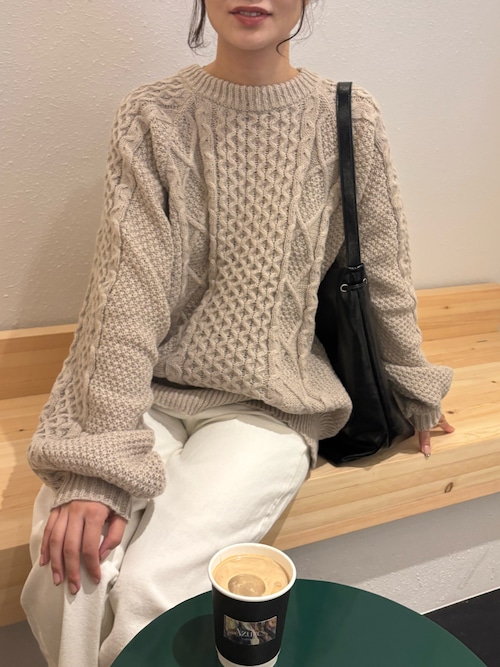 ボリュームスリーブケーブルニット（ニット/セーター）｜CORNERS