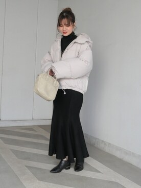「タートルネック」｜「アイテム（音楽/本・雑誌）」を使った、あかねさん（レディース・164cm）の冬コーディネート