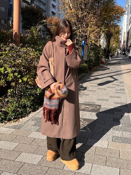 CORNERS ステンカラーコート コート ベルト付きボリューム袖
