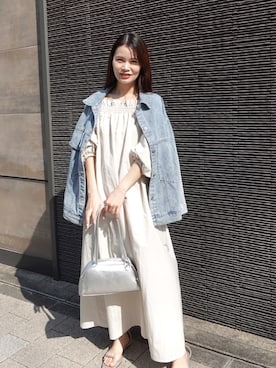 「大人カジュアルコーデ」｜「アイテム（デニムジャケット）」を使った、あかねさん（レディース・164cm）の春コーディネート