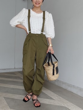 「CORNERS by KR（コーナーズバイケーアール）のCORNERS by KR　バスケットかごバッグ（かごバッグ）」を使った、あかねさん（レディース・164cm）の夏コーディネート