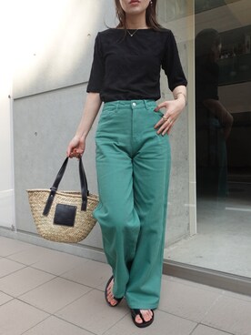 「CORNERS by KR（コーナーズバイケーアール）のCORNERS by KR　バスケットかごバッグ（かごバッグ）」を使った、あかねさん（レディース・164cm）の夏コーディネート