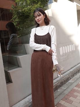 「CORNERS（コーナーズ）のアイテム（スカート）」を使った、あかねさん（レディース・165cm）の秋コーディネート