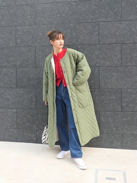 「ショート丈トップス」｜「アイテム（音楽/本・雑誌）」を使った、あかねさん（レディース・164cm）の冬コーディネート