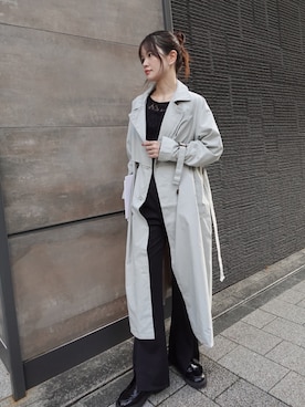 「スラックスパンツ」｜「アイテム（トレンチコート）」を使った、あかねさん（レディース・164cm）の冬コーディネート