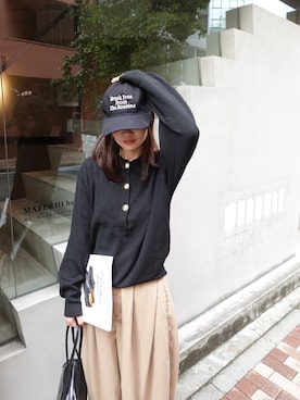 「CORNERS（コーナーズ）のアイテム（キャップ）」を使った、あかねさん（レディース・164cm）の秋コーディネート