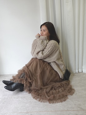 「チュールスカート」｜あかねさん（レディース・165cm）の秋コーディネート